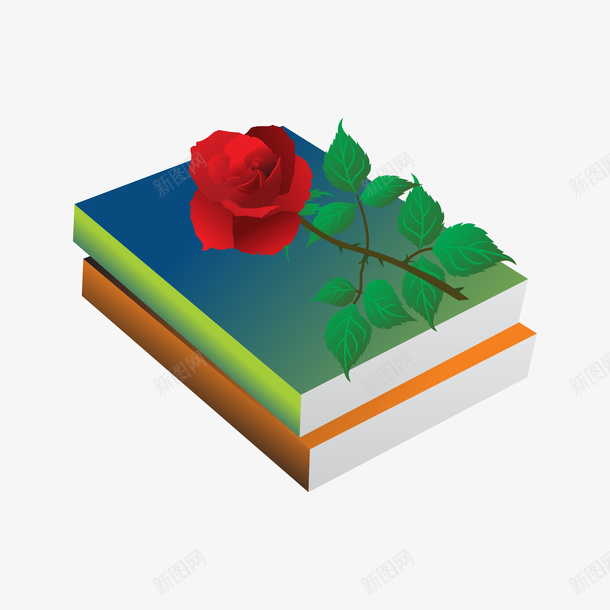 书上的玫瑰花图标png_新图网 https://ixintu.com LOGO LOGO书 logo书 书 书本 教育 玫瑰花 花朵