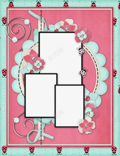 花朵瓢虫装饰粉色相框png免抠素材_新图网 https://ixintu.com 相框免抠图片 粉色相框 花朵装饰相框
