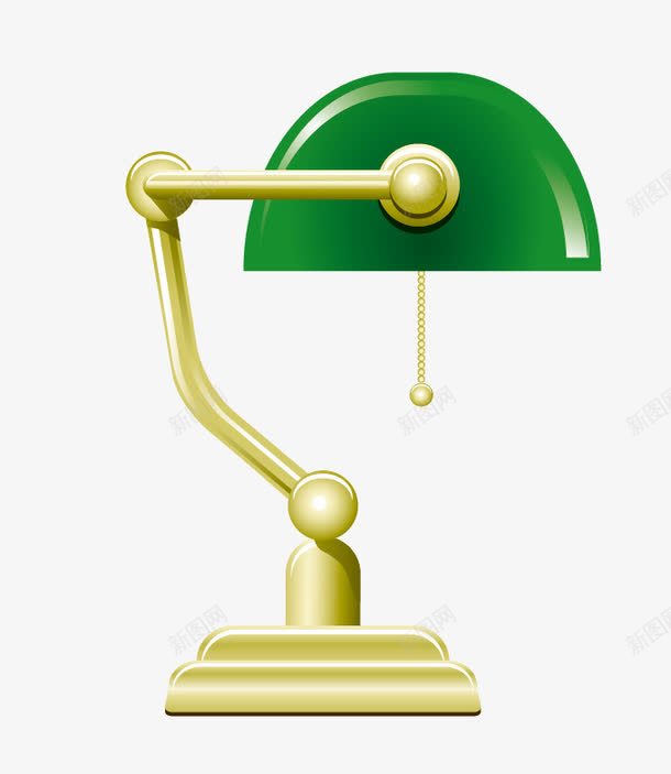 绿色灯罩金边的台灯png免抠素材_新图网 https://ixintu.com 台灯 绿色灯罩 金边