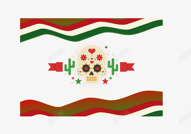 骷髅花纹墨西哥边框矢量图ai免抠素材_新图网 https://ixintu.com Mexico 墨西哥 墨西哥国旗 矢量png 飘扬国旗 骷髅 骷髅花纹 矢量图