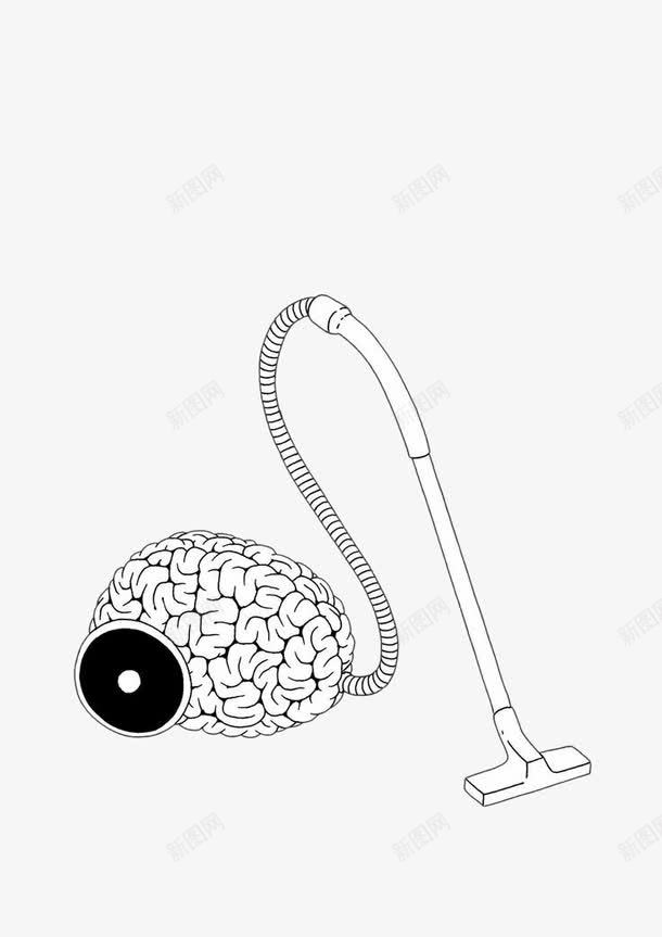 创意插画大脑吸尘器png免抠素材_新图网 https://ixintu.com 创意插画 卡通手绘 吸尘器 大脑