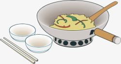 卡通饭菜碗筷素材