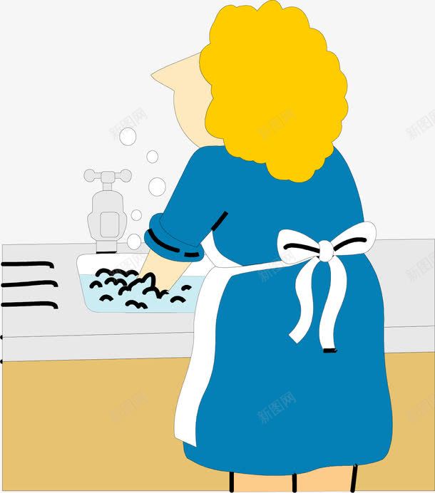 手绘做家务的妇女png免抠素材_新图网 https://ixintu.com 做家务的妇女 手绘 洗手池