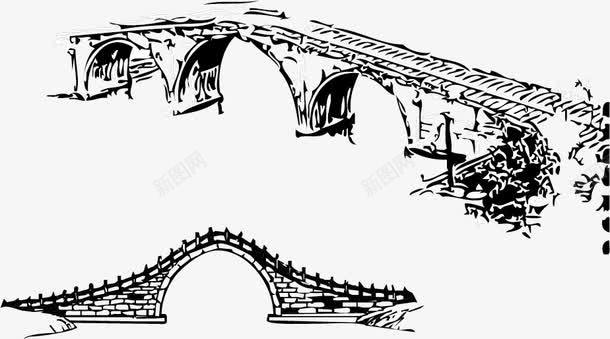 古代桥梁png免抠素材_新图网 https://ixintu.com 护栏 拱桥 桥梁 水墨