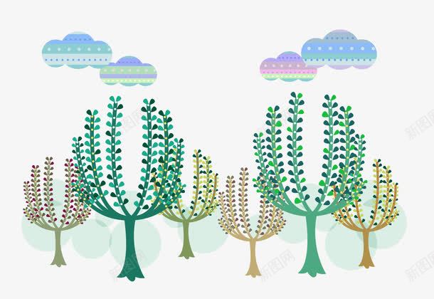 四季树木装饰背景png免抠素材_新图网 https://ixintu.com 创意树木 植物矢量 绿色植物