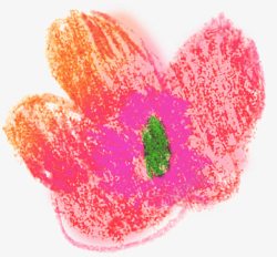 粉色蜡笔花朵手绘人物素材