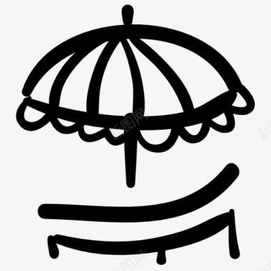 太阳伞躺椅图标图标