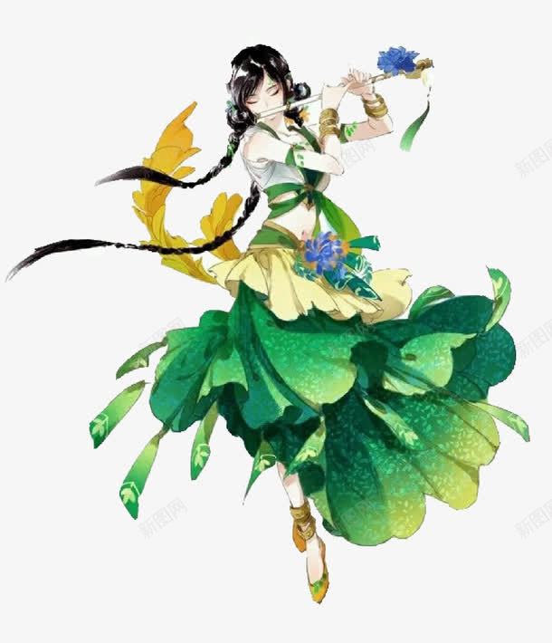 吹笛子的女孩png免抠素材_新图网 https://ixintu.com 中国风 女孩 笛子