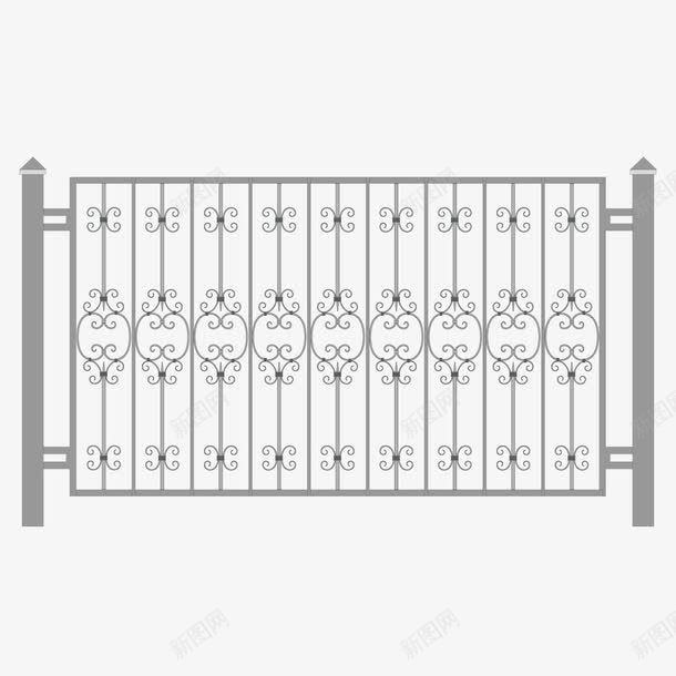 灰色铁艺栏杆围栏png免抠素材_新图网 https://ixintu.com 围栏 栏杆 灰色 铁艺 铁艺围栏