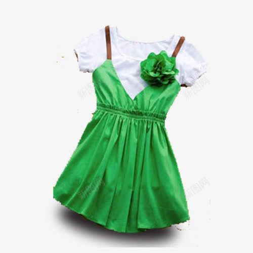 裙子套装png免抠素材_新图网 https://ixintu.com 套装 女裙 白短袖 童装 绿裙