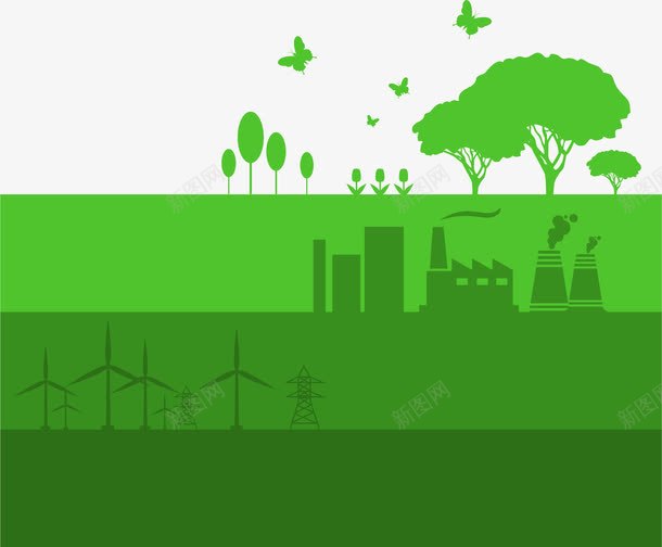 绿色简约环保城市装饰图案png免抠素材_新图网 https://ixintu.com 免抠PNG 城市 环保 简约 绿色 装饰图案