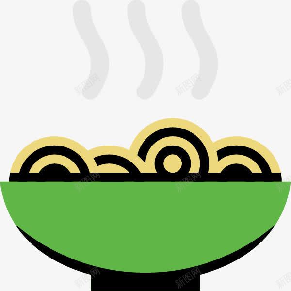 绿色的碗png免抠素材_新图网 https://ixintu.com 一碗 卡通 手绘 烟雾 简图 绿色 面条 黄色