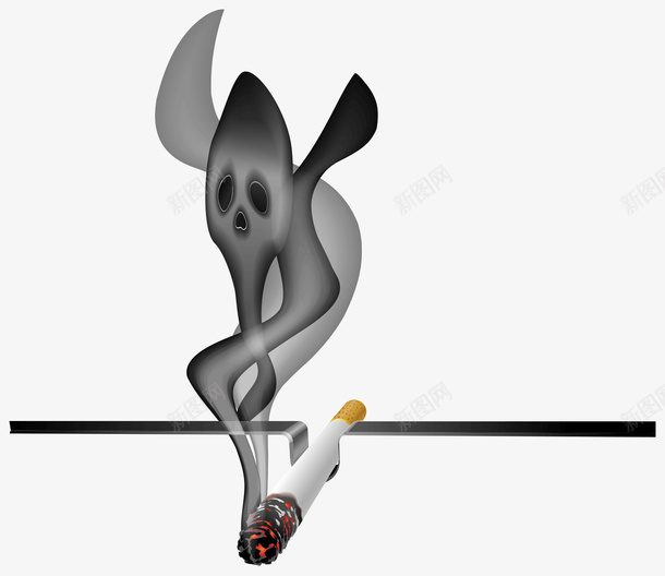 燃烧的烟矢量图eps免抠素材_新图网 https://ixintu.com 吸烟 烟雾 燃烧 骷髅 矢量图