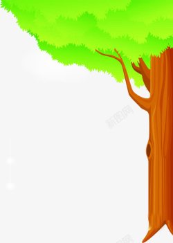 绿色卡通树木树干素材