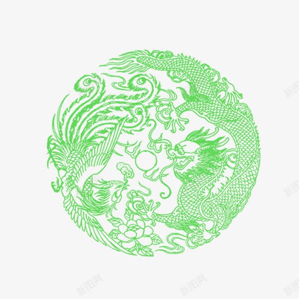 双龙戏珠绿色花纹png免抠素材_新图网 https://ixintu.com 双龙戏珠 绿色的龙 花纹 龙