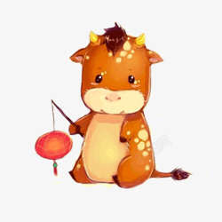 提灯笼的小牛提灯笼的小牛高清图片