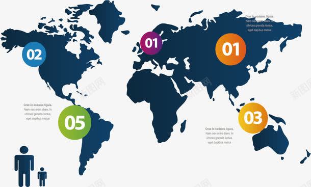世界地图png免抠素材_新图网 https://ixintu.com 世界地图 人口分布图 信息统计图 卡通小人 插图 数字 背景素材