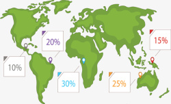 绿色世界地图占比图矢量图素材