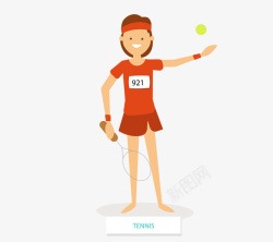 卡通网球女运动员素材