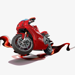 逼真红色摩托车素材