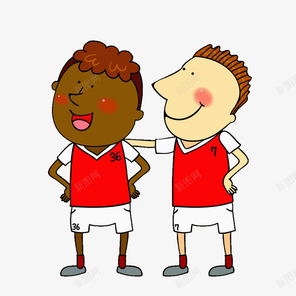 友好的孩子png免抠素材_新图网 https://ixintu.com 卡通 友好的 小孩 插图 球员 红色的 队员 高兴 黑人