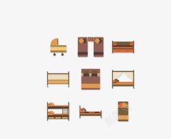 棕色家居家具床九款素材