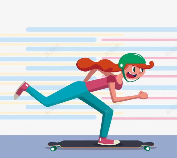 卡通滑板女孩png免抠素材_新图网 https://ixintu.com 卡通滑板 滑板 滑板女孩 滑板表演 特殊才艺 街头运动 运动