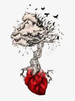 创意插画心脏树素材
