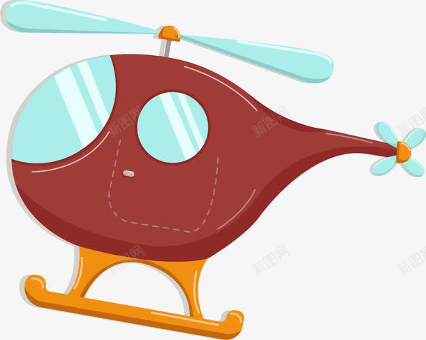 卡通棕色直升机png免抠素材_新图网 https://ixintu.com 卡通 棕色 直升机 窗户 简约 螺旋桨