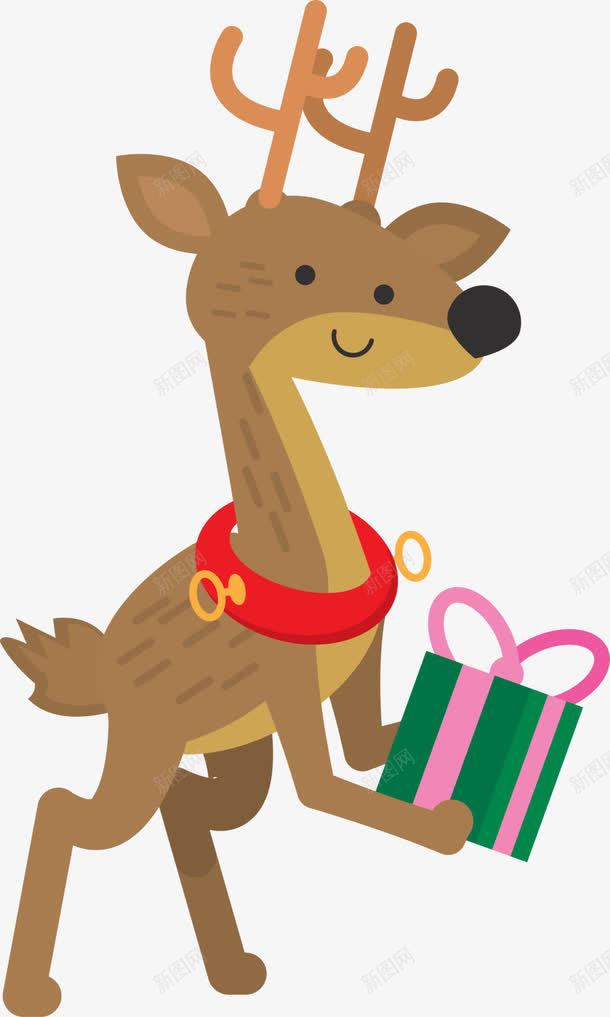 拿着礼盒的圣诞鹿png免抠素材_新图网 https://ixintu.com 圣诞节 圣诞鹿 手绘礼盒 手绘鹿 礼盒 绿色礼盒
