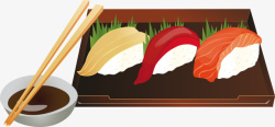 调料与三文鱼寿司矢量图素材