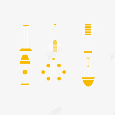 黄色卡通灯具图标矢量图图标