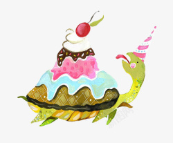 手绘乌龟蛋糕图案素材