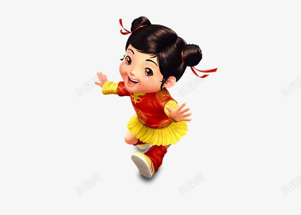 红女福娃psd免抠素材_新图网 https://ixintu.com 中国 女 福娃 红