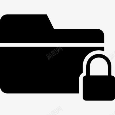 锁定文件夹黑色固体界面符号安全图标图标
