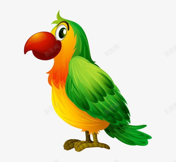 卡通手绘彩色侧面鹦鹉png免抠素材_新图网 https://ixintu.com 侧面的鹦鹉 卡通的动物 彩色的鹦鹉 手绘的鹦鹉