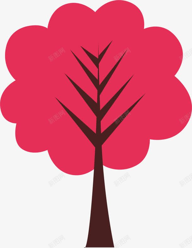 红色树木png免抠素材_新图网 https://ixintu.com 植物 红叶 黑色树干