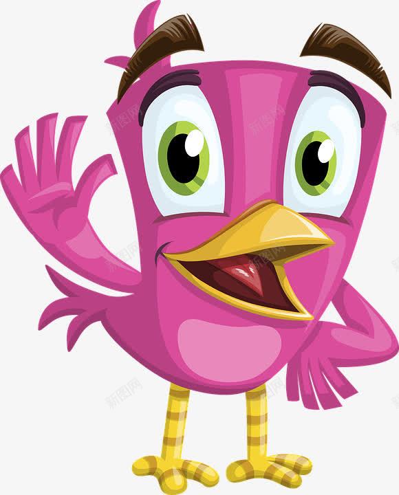 卡通粉色鸟png免抠素材_新图网 https://ixintu.com 免费PNG素材 可爱 欢迎 迷人 高兴 鸟