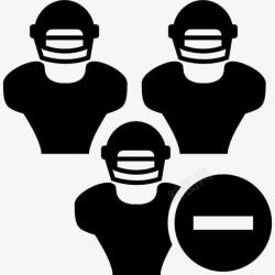 橄榄球队橄榄球运动员的头盔和减号图标高清图片