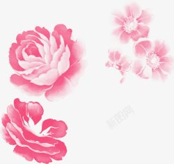 手绘粉色光效漫画花朵装饰素材