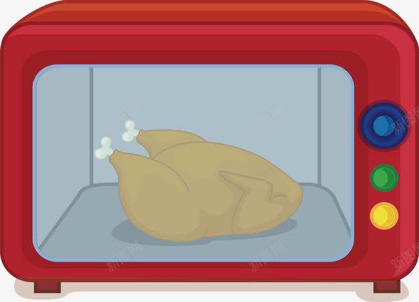 烤箱里的烤鸡png免抠素材_新图网 https://ixintu.com 微波炉 烤鸡 电烤箱 矢量素材 红色