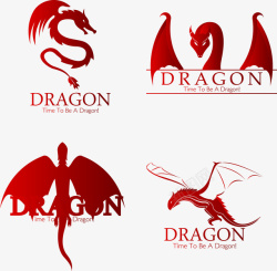 闪闪发光的龙时尚精美红色的龙logo矢量图图标高清图片
