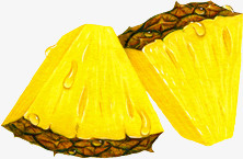 手绘黄色菠萝片素材