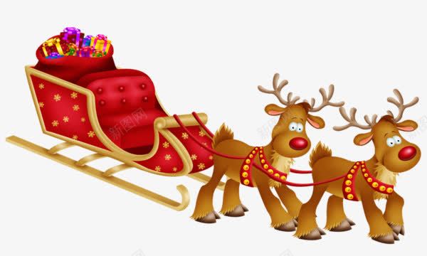 圣诞节雪橇png免抠素材_新图网 https://ixintu.com 圣诞节 红色 雪橇 驯鹿