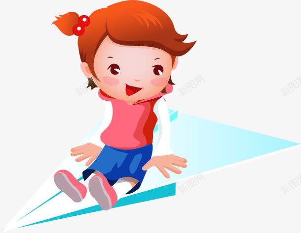 可爱滑翔女孩玩耍手绘png免抠素材_新图网 https://ixintu.com 可爱 女孩 滑翔 玩耍