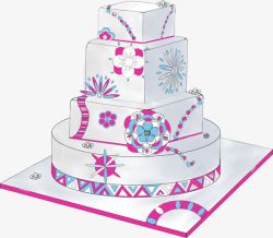 卡通粉色多层蛋糕手绘素材