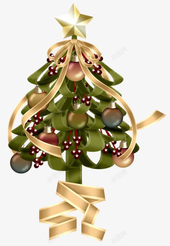 圣诞节装饰png免抠素材_新图网 https://ixintu.com 丝带 圣诞小树 圣诞节 装饰