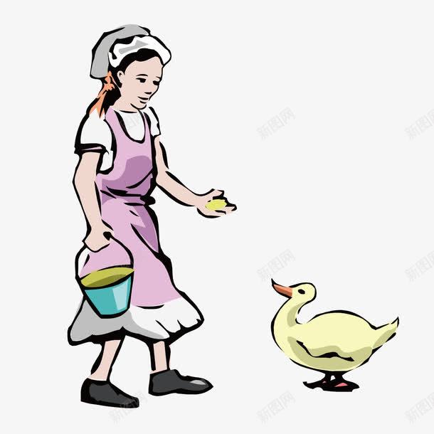 喂鸭子的农村妇女png免抠素材_新图网 https://ixintu.com 喂食 妇女 家禽 鸭子