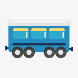 蓝色的电车蓝色扁平化电车元素矢量图图标高清图片