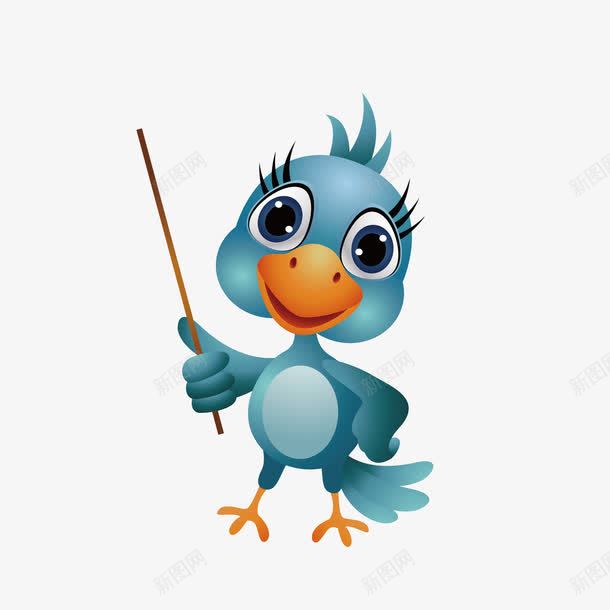 拿棍子的鸟png免抠素材_新图网 https://ixintu.com 矢量装饰 蓝色的鸟 装饰 装饰画 鸟